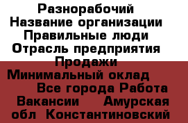 Разнорабочий › Название организации ­ Правильные люди › Отрасль предприятия ­ Продажи › Минимальный оклад ­ 30 000 - Все города Работа » Вакансии   . Амурская обл.,Константиновский р-н